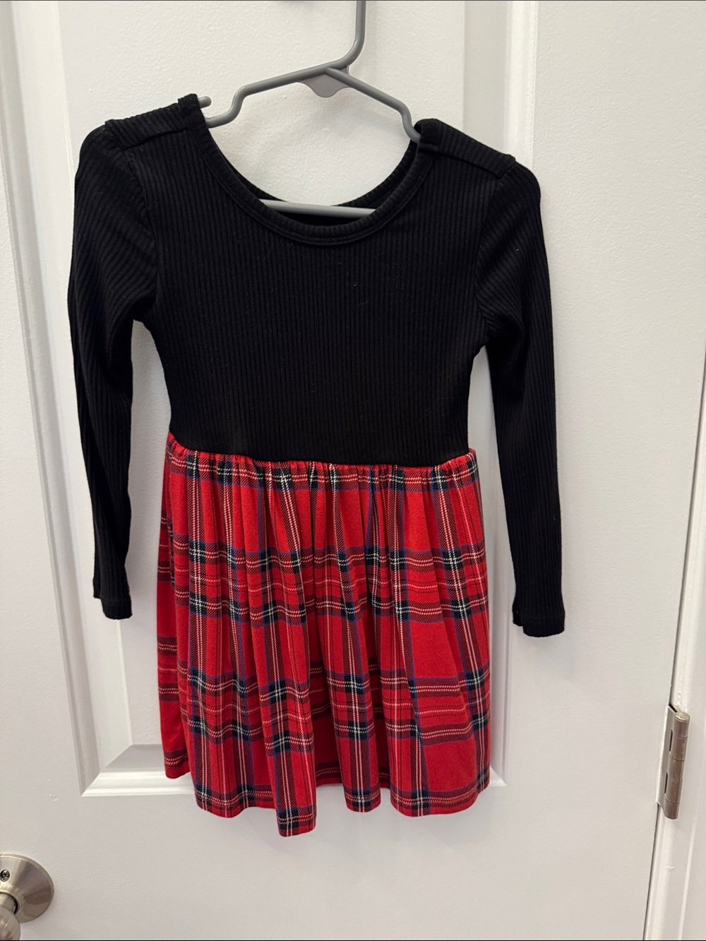 Little Sleepies Holiday Collection Black & Red Plaid Long Sleeve Dress
